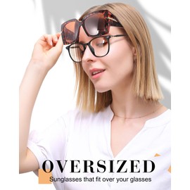 Myiaur Polarised Sunglasses Overgoggles for Glasses Wearers Men Women Over Goggles Unisex Glasses with UV400 Protection, Fit-Over Polarising Glasses for Driving Fishing, Tortoiseshell Frame/Brown