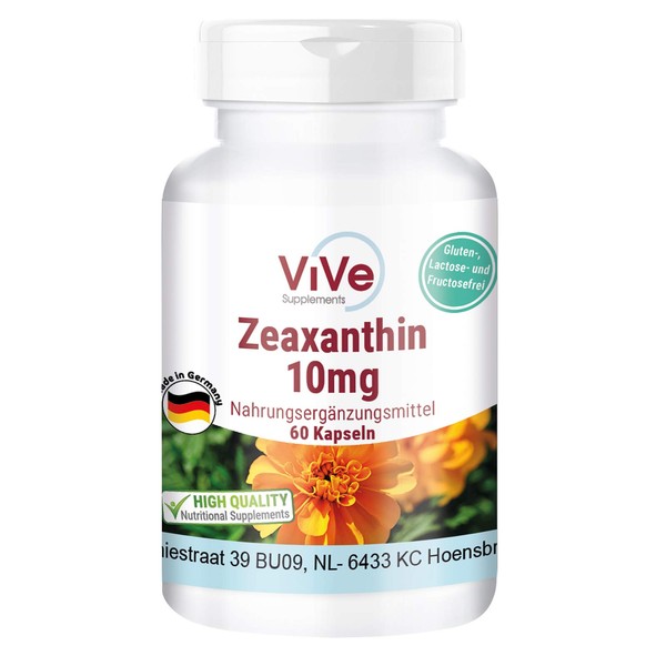 Zeaxanthin Capsules - 10 mg - 60 Capsules - High Dose - Vegan | Quality from Germany by ViVe Supplements