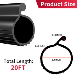 Aggsound 20FT EPDM Rubber Garage Door Bottom Seal – 0.19" P-Bulb Weather Stripping for Single-Channel Doors, Black