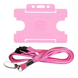 Pink Lanyard with Card Holder - ID card holder - Safety break lanyard - breakaway lanyard - Card holder - Neck lanyard - Work lanyard - Staff lanyard -