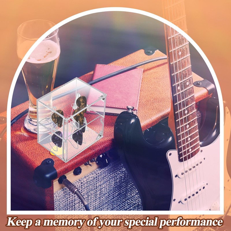 Tioncy Double Layer Acrylic Guitar Pick Display Box Case 3.94