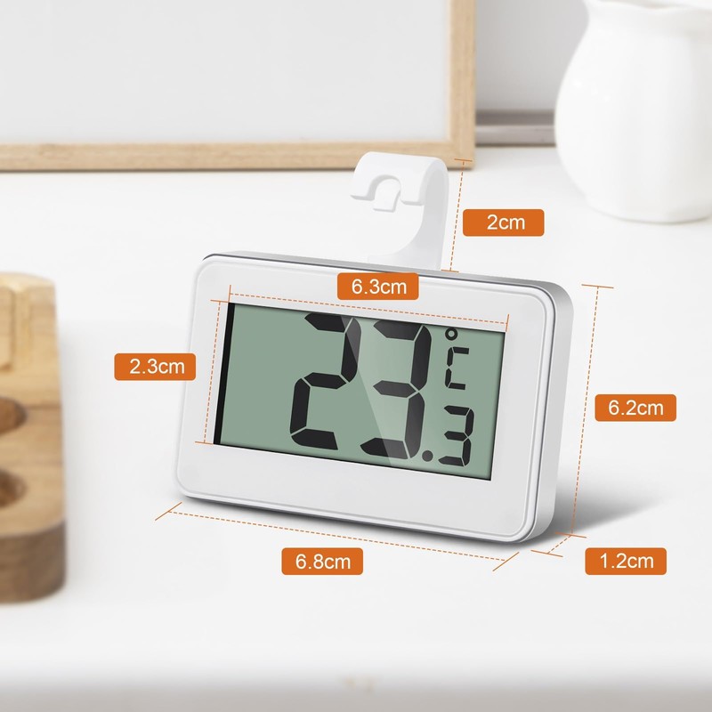 AiQInu Mini Thermometer Fridge Digital, Magnetic Fridge Thermometer with Hook,