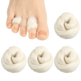 Qianyu 4 Pcs Lambs Wool Padding for Toes Feet Soft Feet Cushion Toe Separator Lambs Wool Corn Cushion Pads Blister Prevention Bunions Callus Remover Cushions Hammer Blister Prevention Bunions