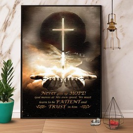 Sisofslum 1000 Pieces Jigsaw Puzzle Jesus Never Give Up Hope God Moves at His Own Speed Christian Wooden Puzzles for Adults and Kids Fun Entertainment Development Toys Games Toys Gift