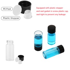 Cadbibe 10ml Clear Glass Vials with Screw Caps and Plastic Stoppers, Small Liquid Sample Vial, Leak-Proof Vial, 100PCS