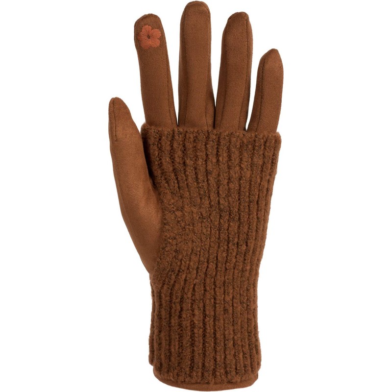 styleBreaker Women's Touchscreen Fabric Gloves with Removable Knitted Cuffs, Warm,