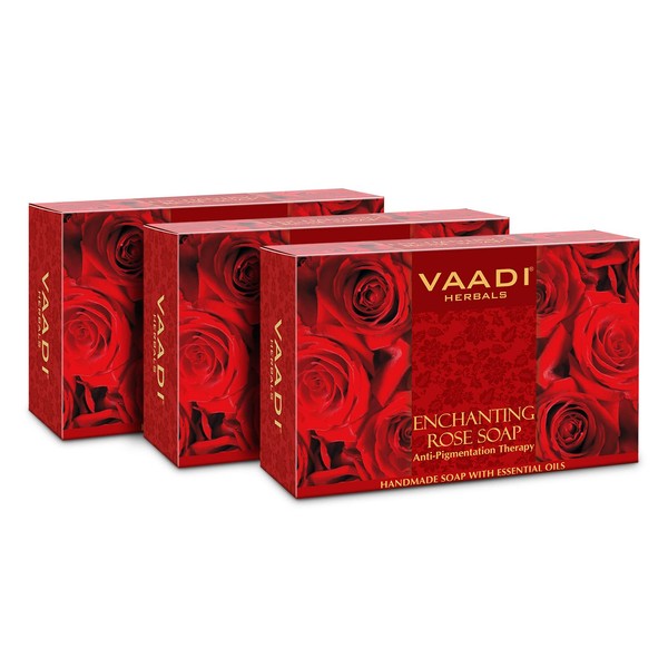 Vaadi Herbals Enchanting Rose Soap with Mulberry Extract, 75gms x 3