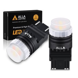 Alla Lighting Newest Mini Super Bright 4257 4257NA LED Switchback Bulbs Front Turn Signal Lights Dual Color 6000K White (DRL/Parking)/Amber Yellow(Blinker) Replacement