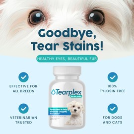 tearplex Tear Stain Remover for Dogs and Cats | Natural Supplement Suitable for All Breed Types | Pet Tear Stain Remover Powder | Made with Natural Ingredients | Beef Flavored - 1 Pack