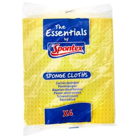 Spontex Sponge Cloths 4pk (Pack of 1), Yellow, One Size