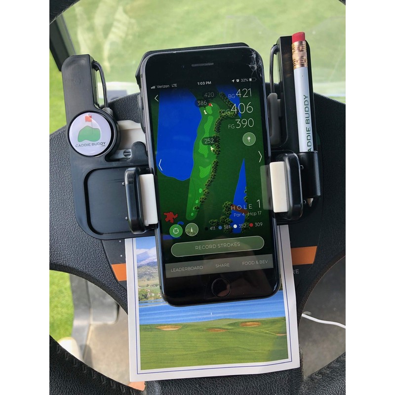 Caddie Buddy Golf Cart Steering Wheel Phone Mount/Scorecard Pro