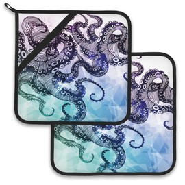Octopus Pot Holder Set of 2,Heat Resistant Potholders Oven Hot Pads for Kitchen Cooking Baking BBQ