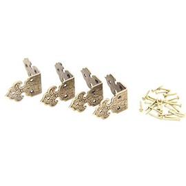 0.98x0.7 inch Vintage Corner Protectors (4 Pcs) Metal Box Corner Protector Corner Brace with Mounting Screws for Furniture Jewelry Box Decoration Edge Cover Furniture Cabinet Antique Bronze