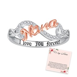 925 Sterling Silver Mom Nana Sister Daughter Bestie Wife Ring for Women I Love You Forever Mothers Day Christmas Birthday Rings Jewelry Gifts (Nana, 6)