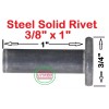 Rivet Fast (2 Pieces) 3/8 X 1" Flat Head Steel