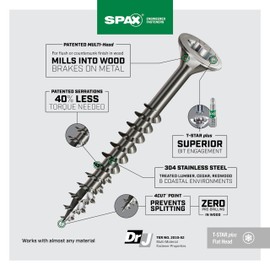 SPAX #10 x 3 Exterior Flat Head Stainless Steel Wood Deck Screws Construction Torx T-Star Plus (340 EA) 5 LB Bit Included Rust Resistant