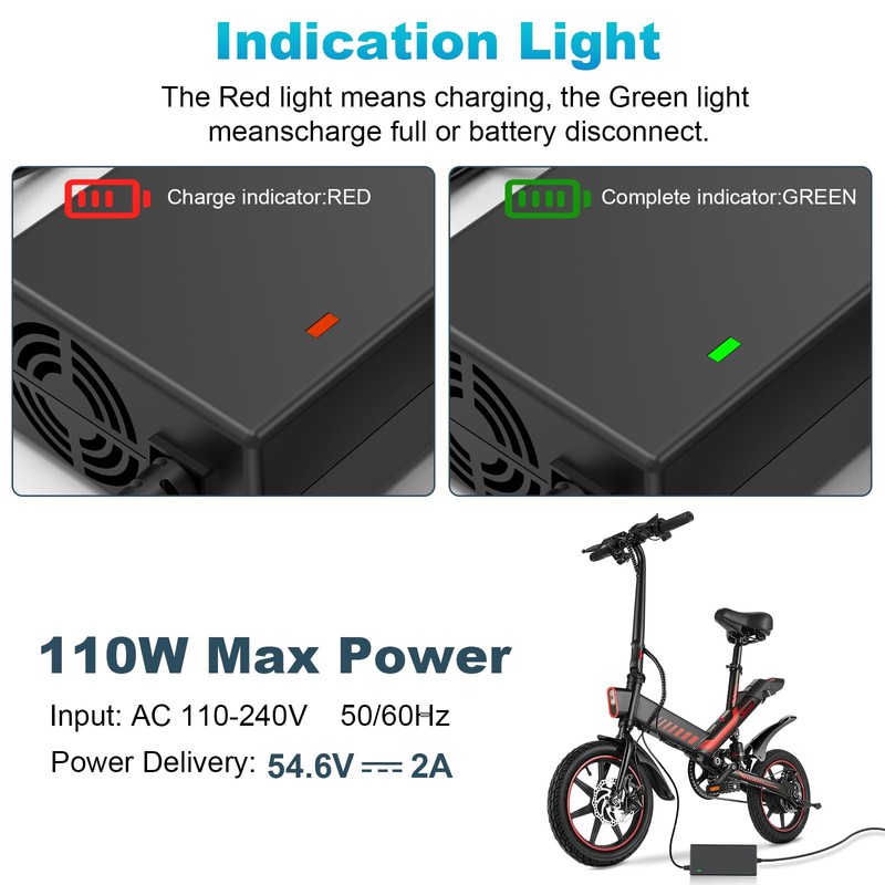54.6V 2A Charger 7-in-1 Universal for 48 Volt Battery Charger