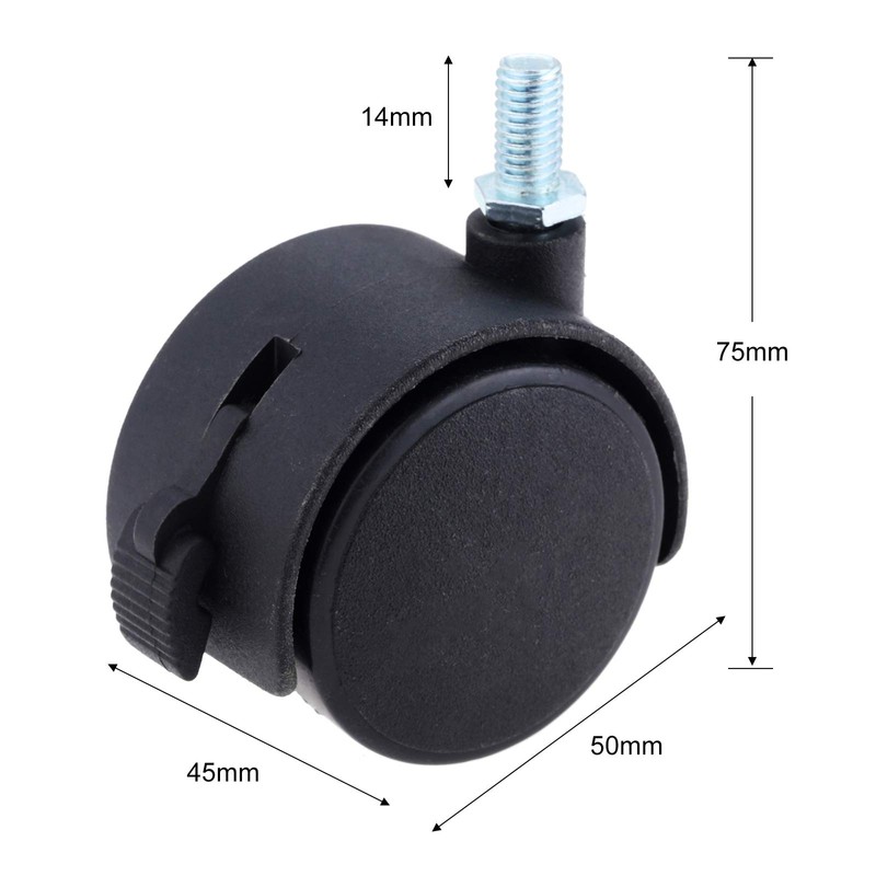 4pcs Casters Screw Casters Screw-in M8 Cart Chair with Stopper