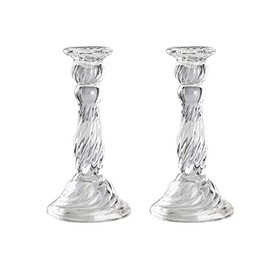 Vintage Glass Candlesticks Candles Holders Candelabras Wedding Celebration Centerpiece Taper Candles Holder 6.4" Tall, Pack 2