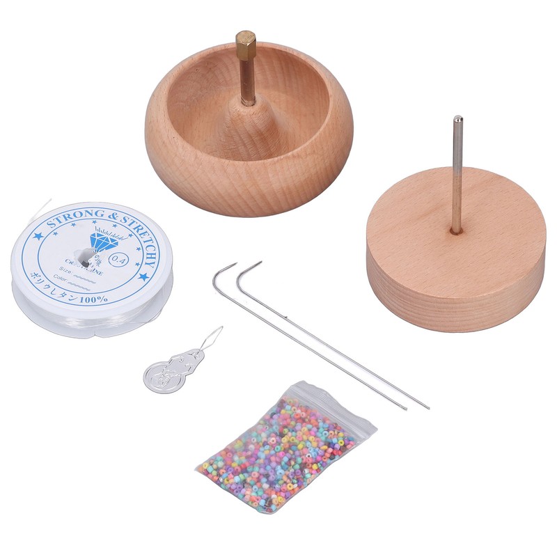 Bead Spinner DIY Beading Turning Bowl 10cm Wooden Manual Beading