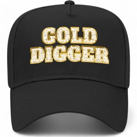 Gold Digger Vintage Trucker Hat | Premium Snapback Baseball Hat for Men & Women (US, Alpha, One Size, Black)