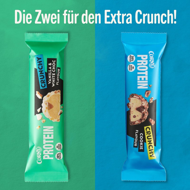 Corny Protein Crunchy Cookie Flavor, 30% Protein, Eiweißriegel ohne Zuckerzusatz,