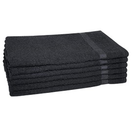 QCS Towels – Supreme Hand Towels - 100% Ring Spun Cotton - Multi-purpose Towelling - Bath Washing Mitts - Absorbent Salon Towel Reusable Guest Towels for Everyday Use 41 x 64 CM (Black, 6)