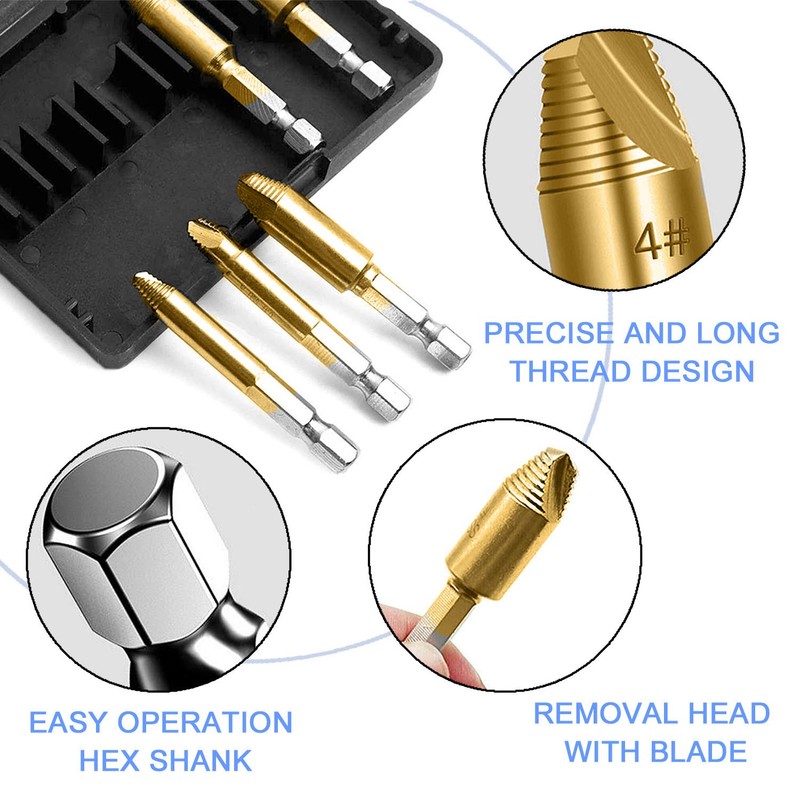 JONMON Screw Extractor - 5Pcs Damaged Screw Remover Kit Set,