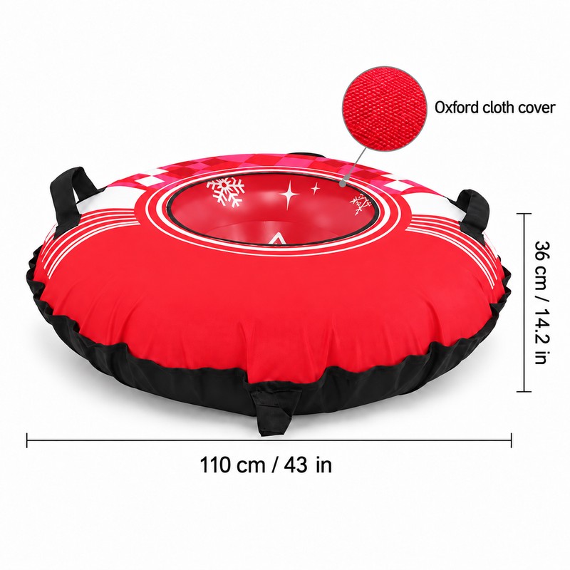 43 Inch Heavy Duty Inflatable Snow Tube, Rose Red Winter