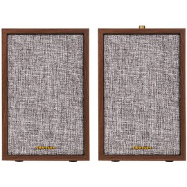 Crosley S200A-WA 4" Active Powered Bluetooth Stereo Speakers with Optical, USB, and Aux Connections, Walnut