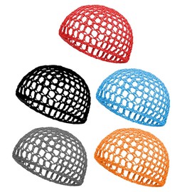 CALLARON Pack of 5 Crochet Hair Net Handmade Net Sleeping Hat Women's Hats Crochet Hair Net Hair Accessories Hair Knitting Beanie Slap Hat Crochet Hats Hair Clip Hair Accessory for Women, Colourful