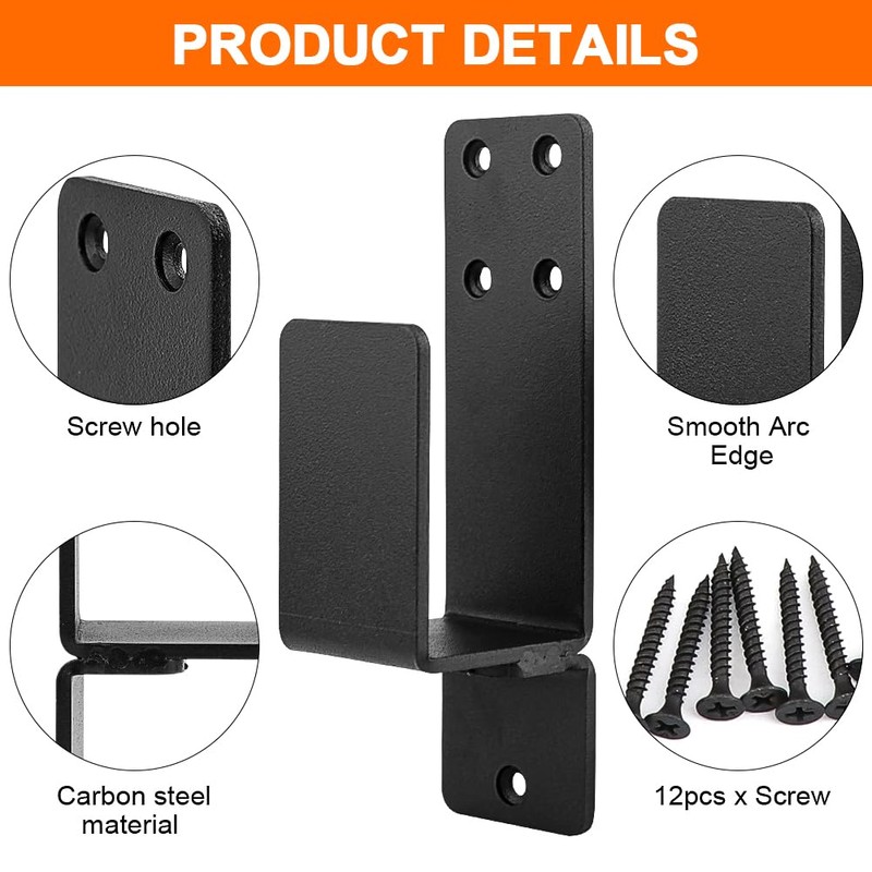 2 Pack Door Barricade Brackets for 2 X 4 Lumber,