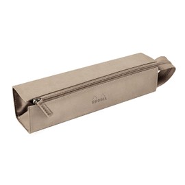 RHODIA 319015C - Pencil case Rhodiarama Beige - 23x5x5 cm - Flat opening for use as a pencil case - Faux leather - Storage for pens, pencils, markers, small supplies
