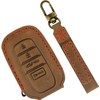 LOCOY Key Fob Cover for Toyota Tundra Accessories 2022 2023 2024 2025, for Tacoma 2024 2025 Leather Key Cover, for Camry 2025 Key Protector Case, Key Fob Case (Brown Leather Red Stitches, 1pc)