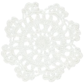 kilofly Small Handmade Crochet Round Cotton Lace Table Placemats Doilies for Cup/Glass Value Pack [Set of 4], Medallion, 5 inch, White