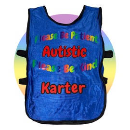 Autism Compassion Vest - Austism Clothing - Vest for Child or Adult with Autistm - Please Be Kind Please Be Patient Top - Safety Vest for Person on the Spectrum - Red or Blue