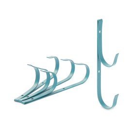 Okuna Outpost Set of 4 Pole Hanger Hooks for Pool Supplies, Lightweight Garden Tools (Blue)