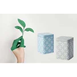 Cha Cult teemando® Lewis Tin 100 g Square with Pull-On Lid Matt 2 Assorted Designs 10 x 7.3 x 7.3 cm