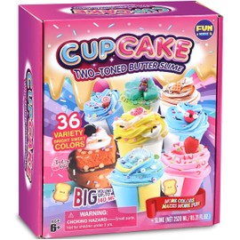 36 Big Cupcake Butter Slime Packs for Girls, FunKidz Two Toned Butter Slime Kit for Kids Party Favors Premade Bulk Slime Toys