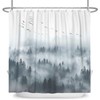 Leowefowa Misty Forest Shower Curtain Grey Smoky Foggy Mountain Curtain