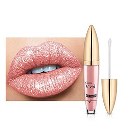 EUBUY lápiz Labial líquido, Mate a Brillo Diamante Brillante Brillo de Labios, Impermeable De Larga duración Color de Labios líquido para Mujeres y niñas, 5ml