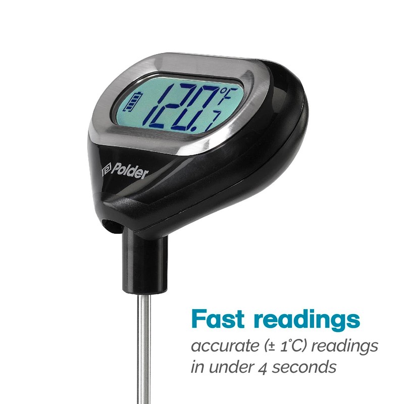 Polder Pivoting Screen Instant Read Thermometer, Black