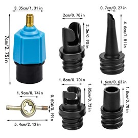 Sup Adapter, Sup Adapter for Compressor, Sup Pump Adapter, with 1 Wrench and 4 Different Air Nozzles, for Majority Types of Super Paddle Boards, Kayaks, and So on