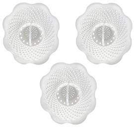 Danco Bathtub Drain Hair Catcher with In-Drain Basket and Strainer Pegs, fits 1.25″ Tub Drains, White, 3-Pack, (10876)