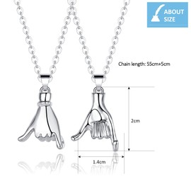 CERSLIMO Pinky Promise Necklace - 2 Pcs Couple Necklaces Gifts | Best Friendship Gifts Boyfriend Girlfriend Gifts Jewellery for Soulmate Pull Hook Pendant Necklaces Him and Her Gifts, Silver & Silver