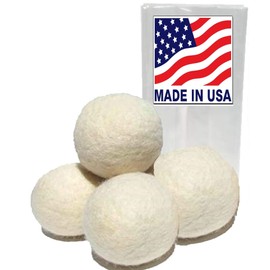 Handmade Wool Dryer Balls - Set of Four -Made in America Natural and Unscented