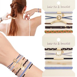 Boho Hair Ties for Women & Girls – 10 PCS Colorful No-Damage Elastic Braided Hair Tie Bracelets, Ponytail Holders for Thick & Thin Hair, Cute Hair Accessories (Timeless Grace)