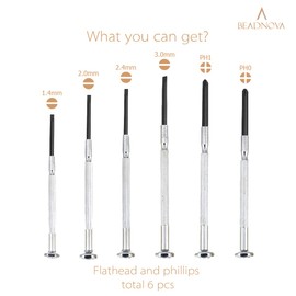 BEADNOVA Eyeglass Screwdriver Mini Screwdriver Set Watch with Case Screwdriver Kit Small Screwdriver for Eyeglasses Jewelry Watch Repair DIY (6pcs)