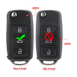 3 Button Car Key Shell for VW Flip Key Golf 4 Key Housing VW Volkswagen Golf Mk6 T1guan Polo Passat CC Seat Skoda Octavia with Screwdriver Key Ring