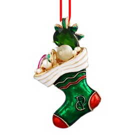 WaaHome Metal Christmas Stocking Ornaments - Green Stocking Keepsake Ornaments for Christmas Tree Decorations, Unique Christmas Stocking Tree Ornaments Gifts for Kids Girls Boys